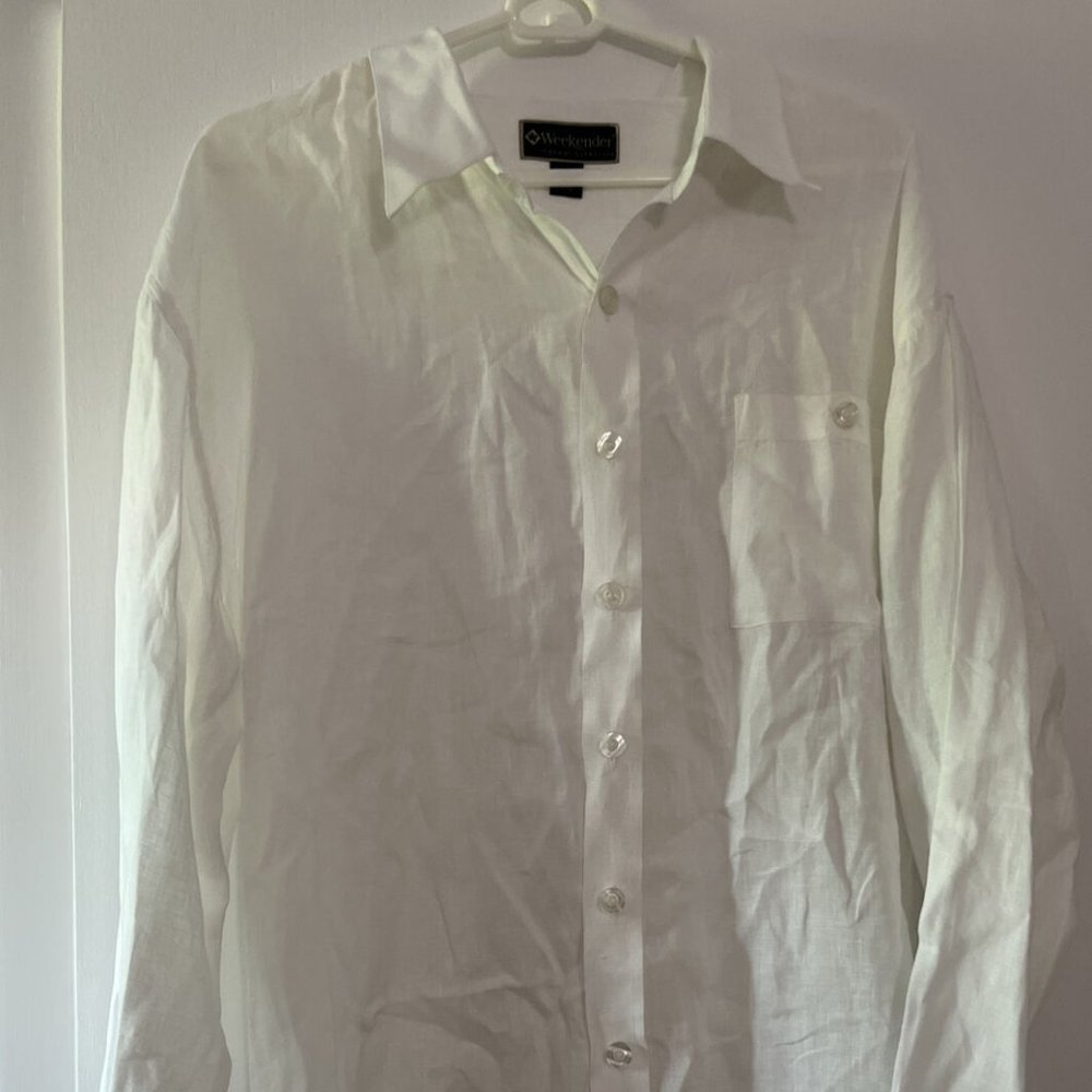 Weekender 100% Linen Luau Edition Mens Button Up Shirt Pocket Long Sleeve 2XL